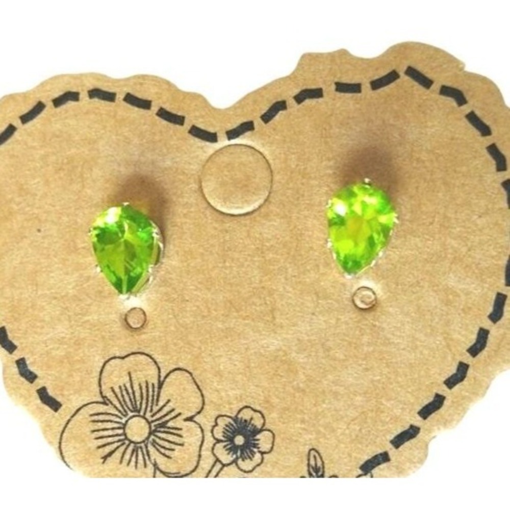 925 Sterling Silver Peridot Dainty Stud Earrings Vintage August Birthstone ES1